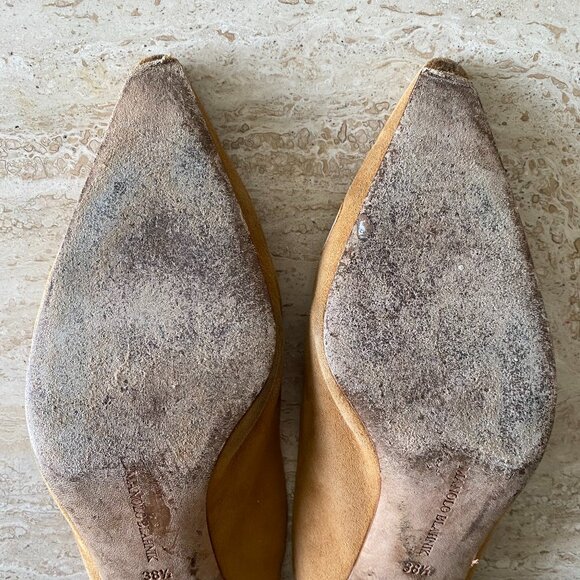 Vintage Manolo Blahnik Cutout Kitten Heel Mules - Picture 9 of 9